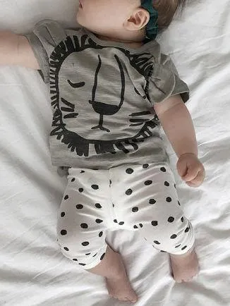 2-Piece Baby Boys Girls Summer Clothes Outfits Sets Lion Print T-shirt and Pants