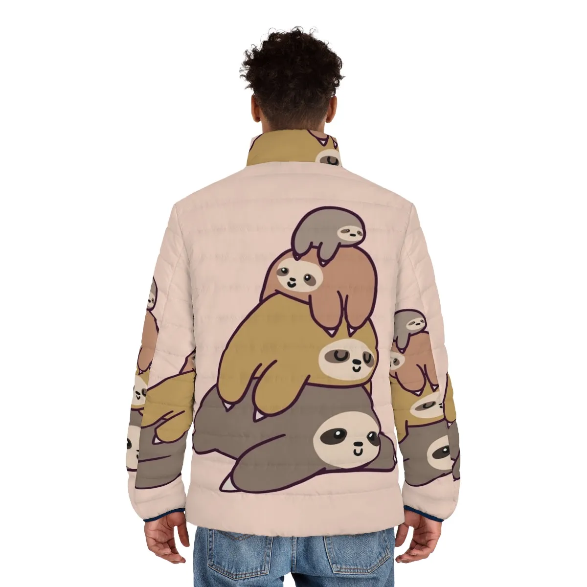 Adorable Sloth Stack Puffer Jacket | Cute Chibi Sloth Design