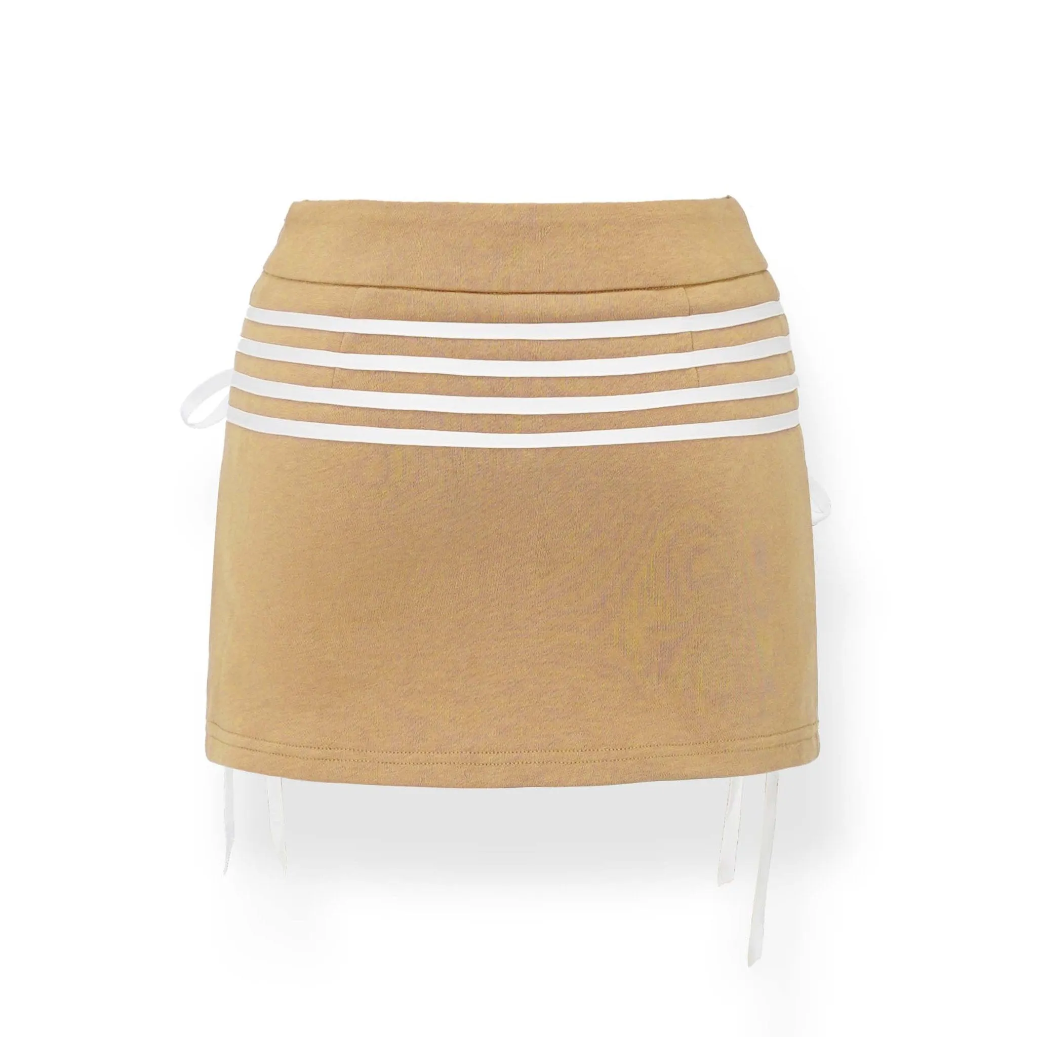 Appliqued Striped Color-Crossing Sports Skirt Brown