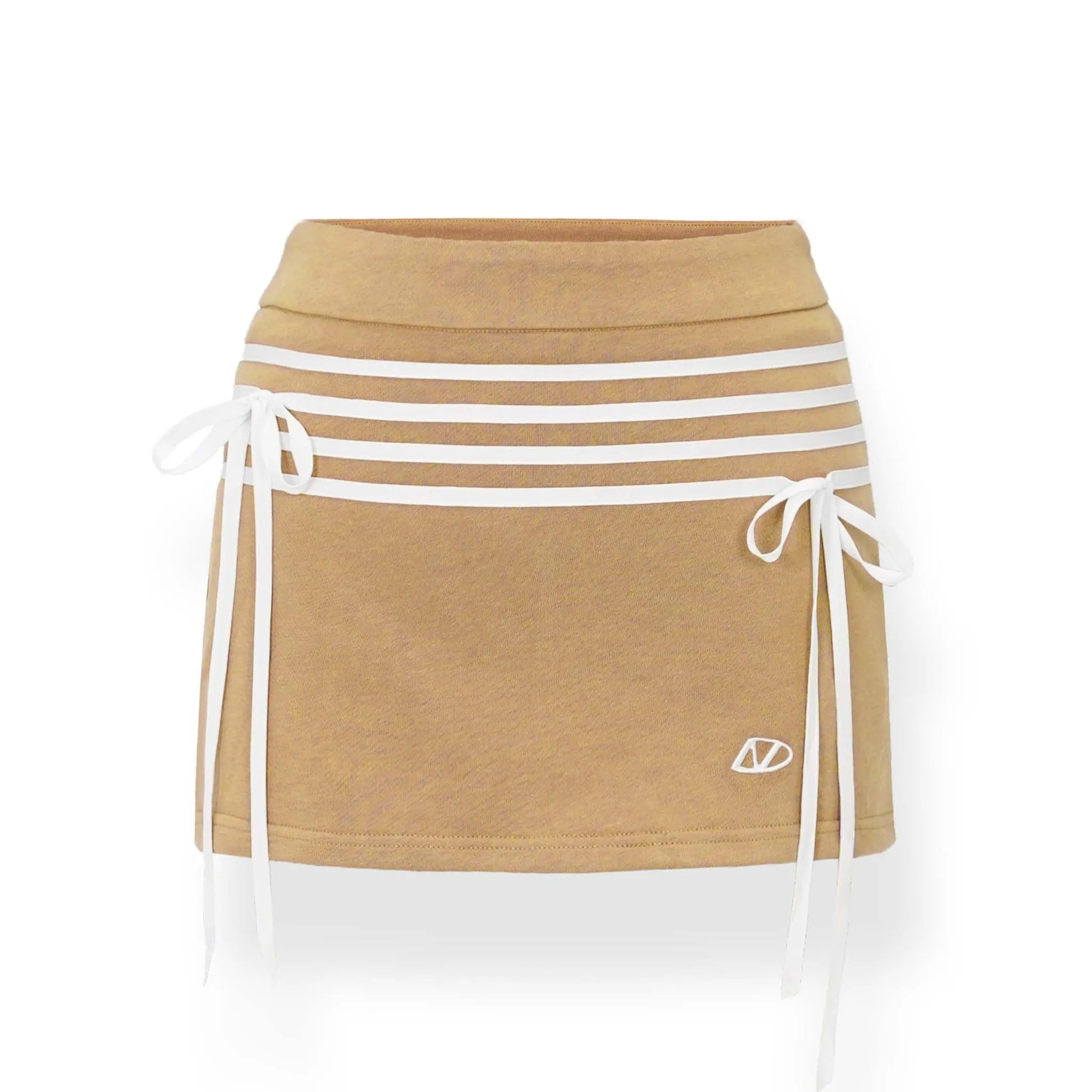 Appliqued Striped Color-Crossing Sports Skirt Brown