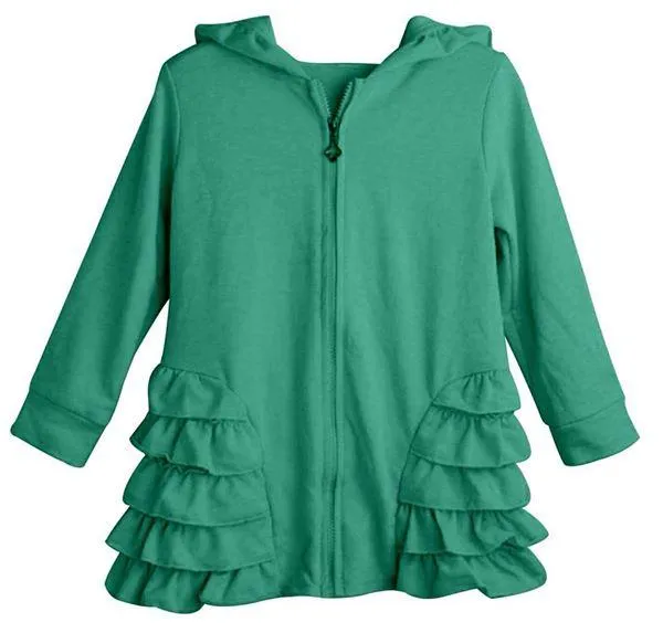 Aqua Girls Ruffle Zip Up Hood Cardigans