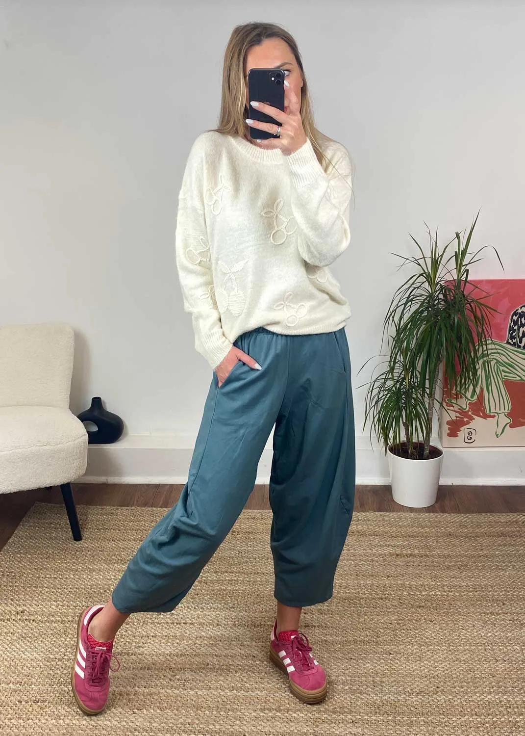 Aspen Jersey Carrot Pants in Teal