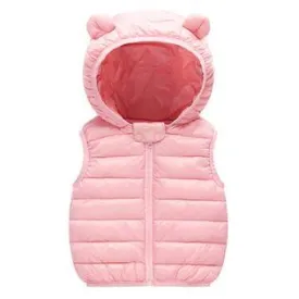 Baby & Toddler Boys Elegent Solid Colored Warm Thick Sleeveless Restful Hooded Neck Zipper Closure Padded Vest - TBJC32897