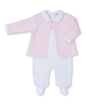 Baby Bear Cub Footie w/ Jacquard Jacket Set - Pink