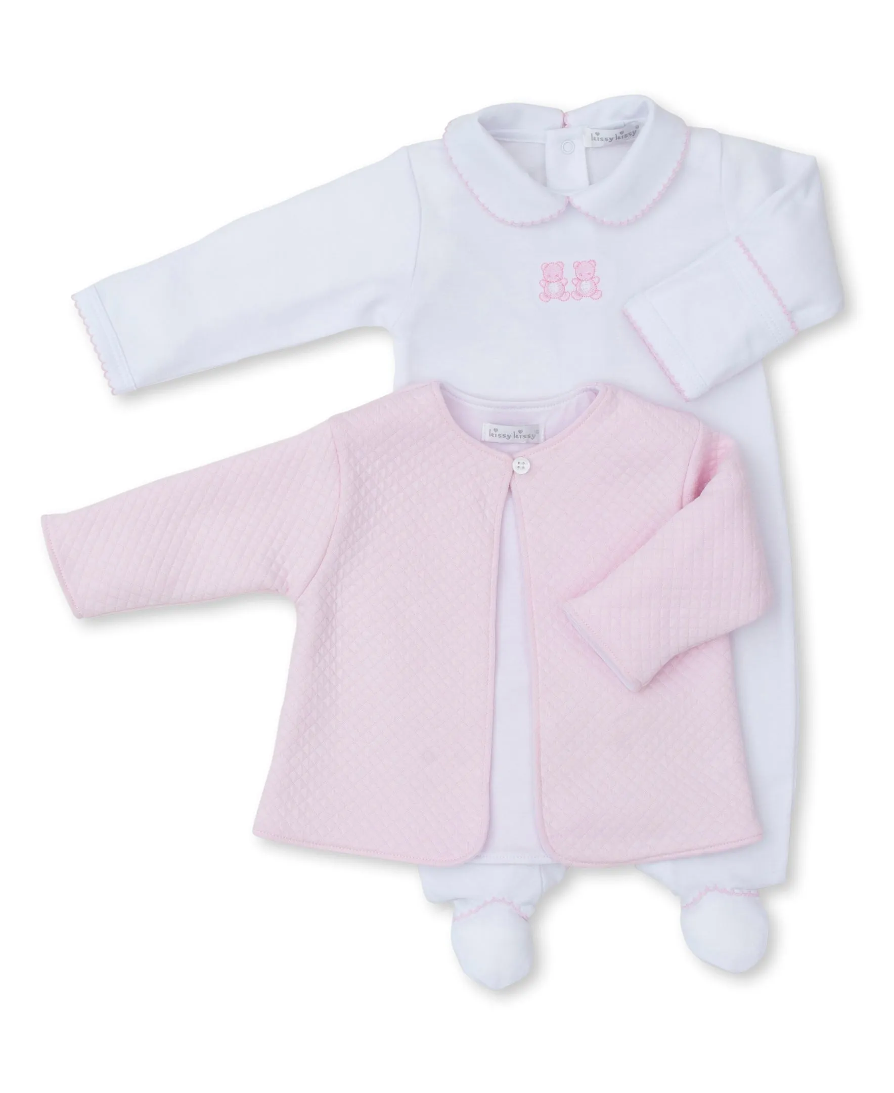 Baby Bear Cub Footie w/ Jacquard Jacket Set - Pink