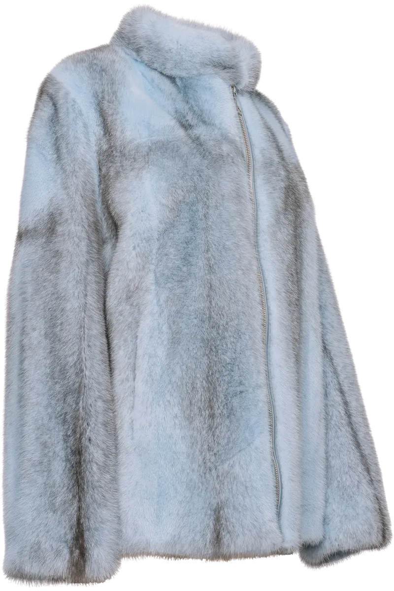 Baby Blue Silver Cross Mink Fur Jacket