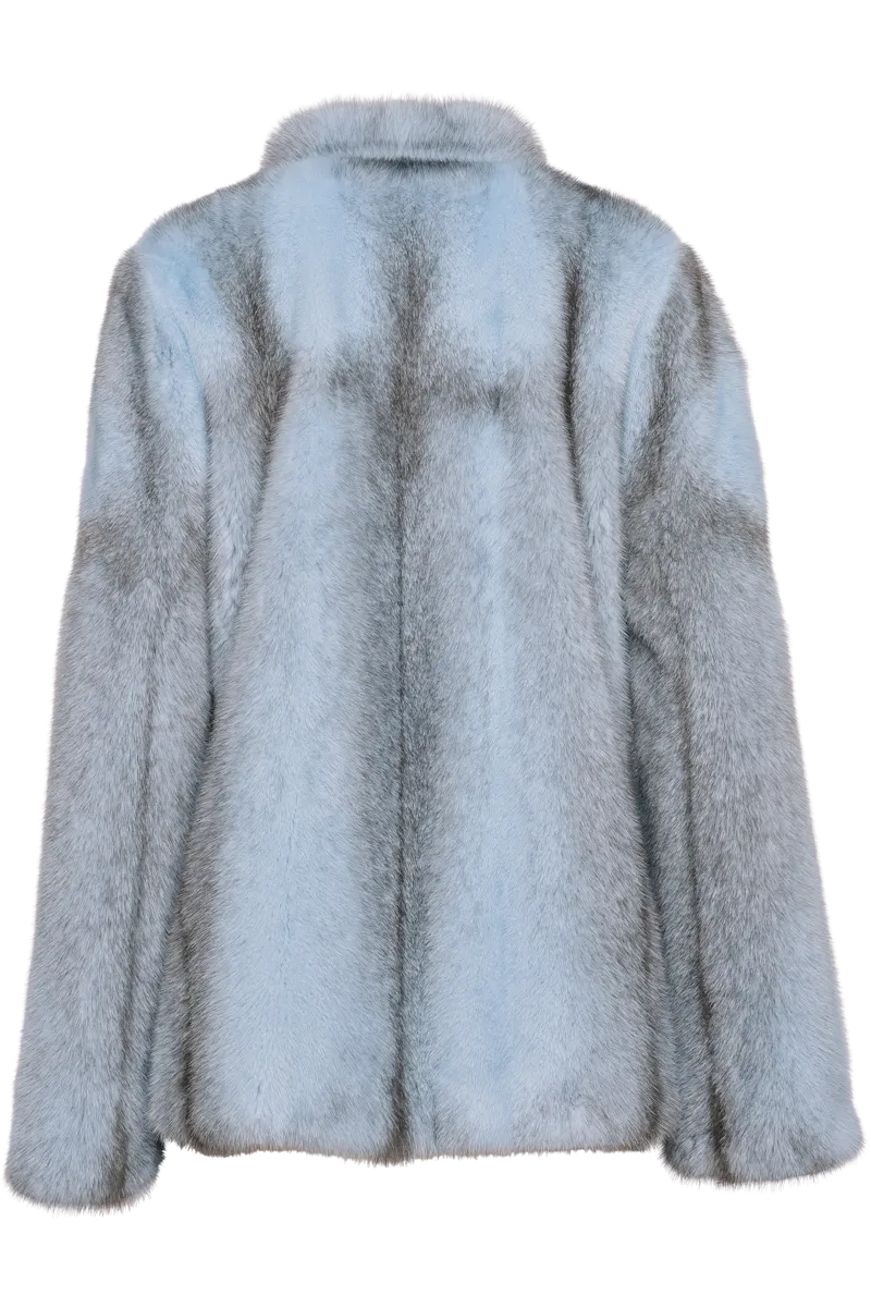 Baby Blue Silver Cross Mink Fur Jacket