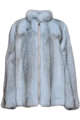 Baby Blue Silver Cross Mink Fur Jacket