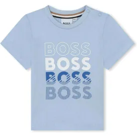 Baby Boys Blue Multi Logo Cotton T-Shirt