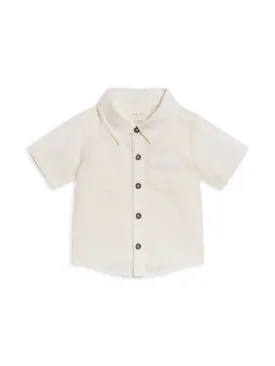 Baby Graham Linen Collared Button Down - Coconut | Colored Organics