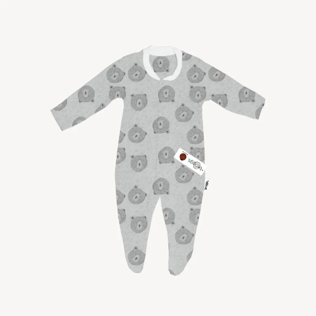 Baby Set | 100% Cotton |  6-Pieces | Hat | Bib | Jacket | Sleepsuit | Bodysuit | Leggings | Age Newborn – 6 Months | Colour Grey Bear | Broggs®