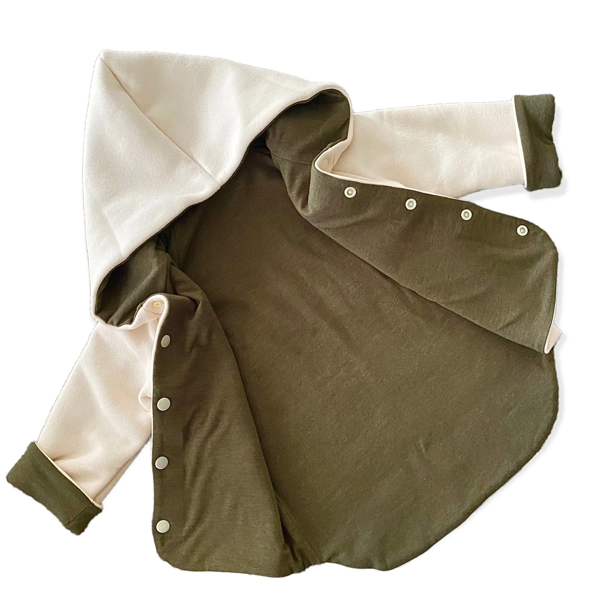 Barely Beige and Heather Olive Hooded Jacket