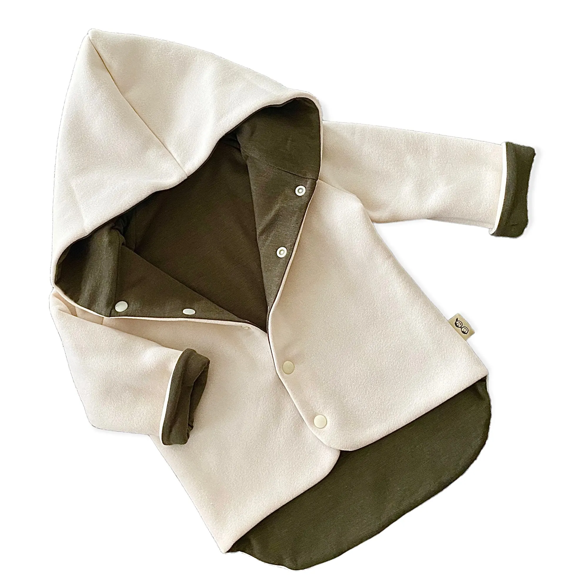 Barely Beige and Heather Olive Hooded Jacket