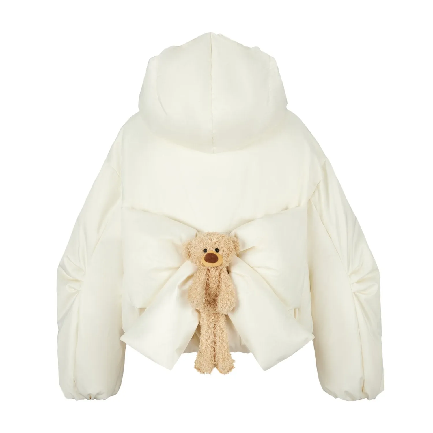 Bear A Bow Silky Down Jacket In Whte