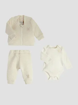 Beige Top Jacket Pant 3 Piece Set (0-12M)