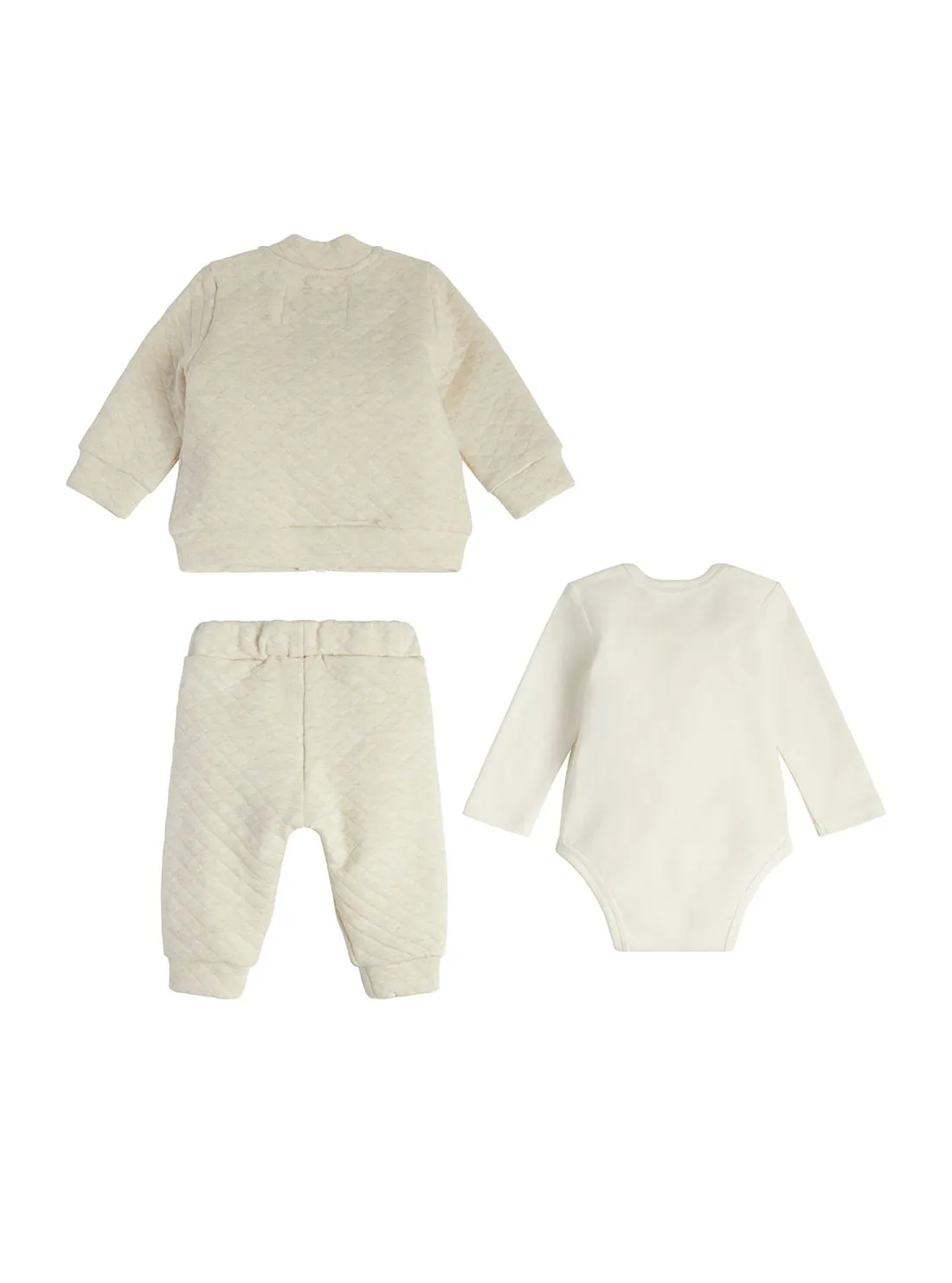 Beige Top Jacket Pant 3 Piece Set (0-12M)