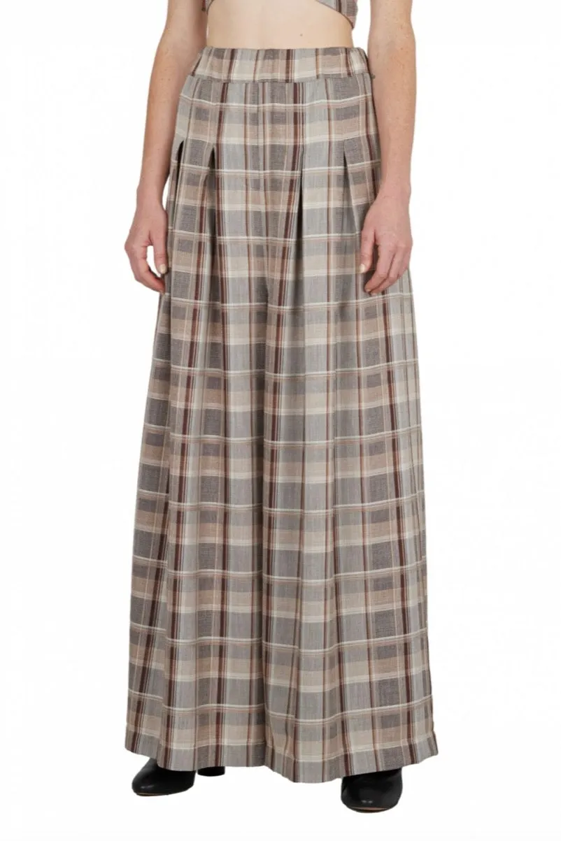 Benjamin Benmoyal - Large Pleated Trousers: Tartan