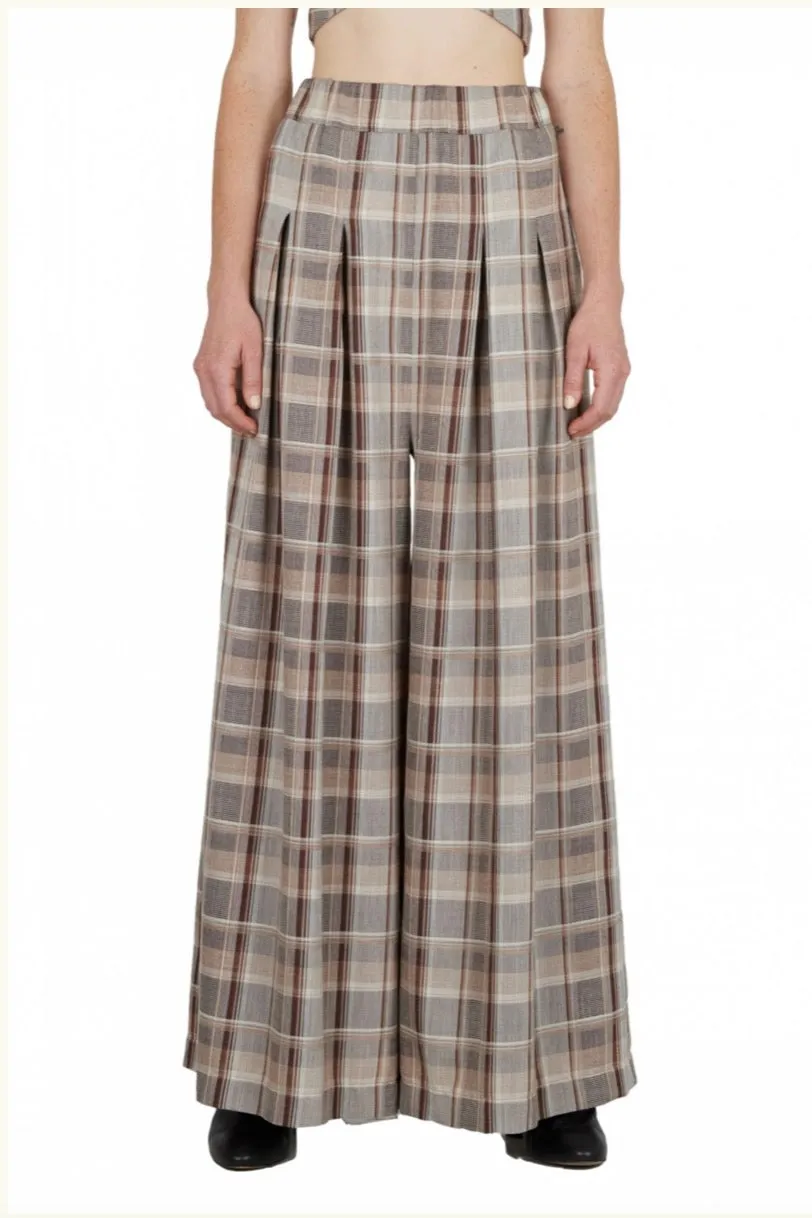 Benjamin Benmoyal - Large Pleated Trousers: Tartan