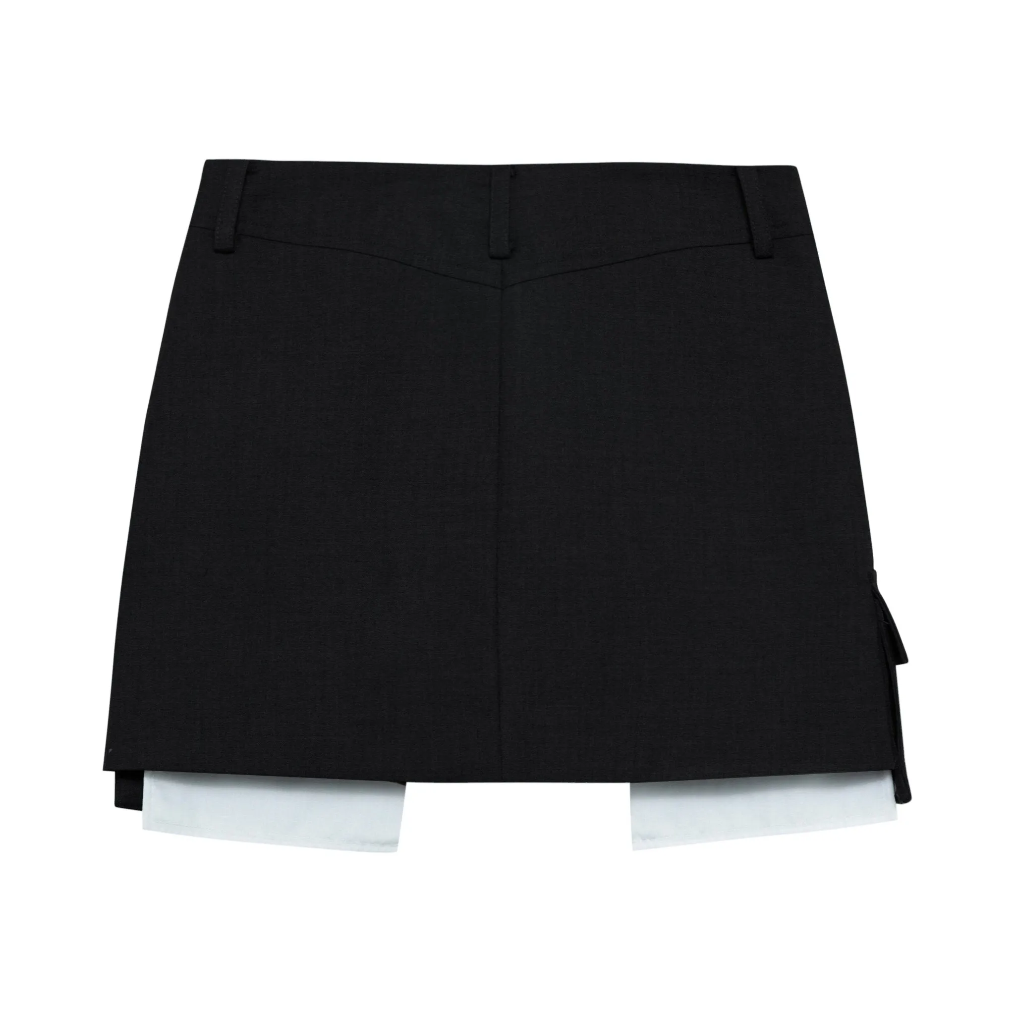 Black Drill Logo Stereo Workwear Pocket Half Skirt