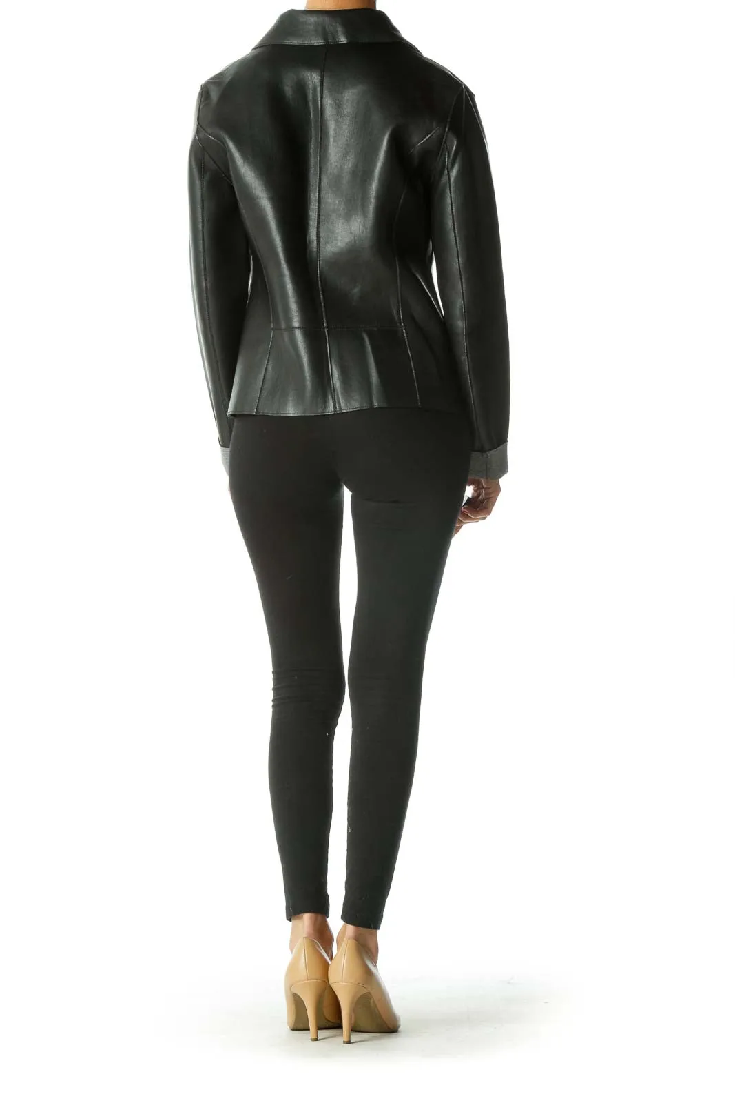 Black Faux-Leather Moto Jacket