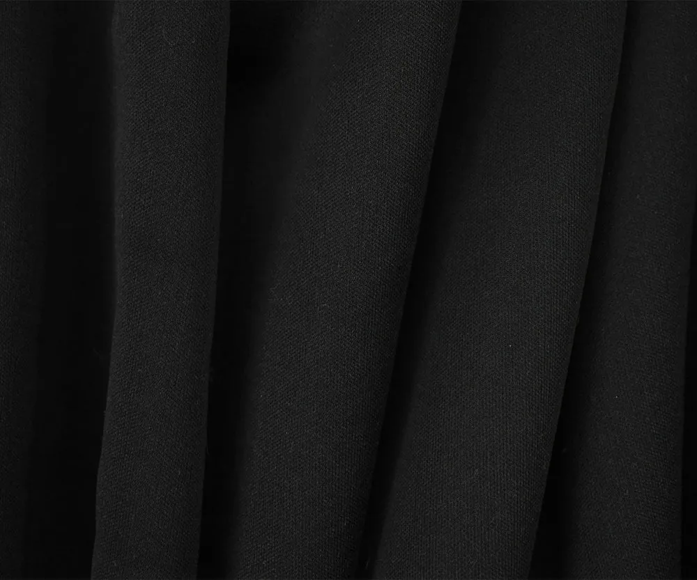 Black Melton Wool and Polyester Blend Bonded Brushed Woven Jacketing Fabric