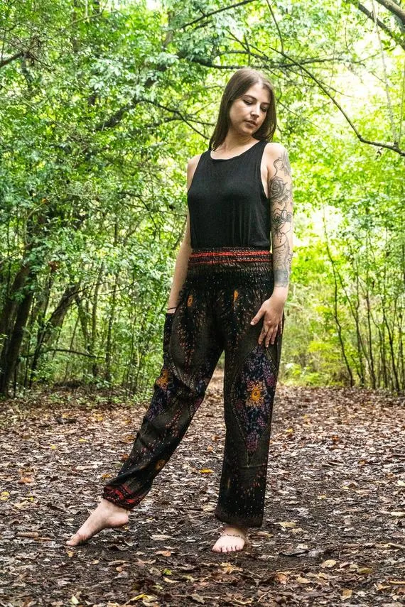 Black PEACOCK Harem Pants