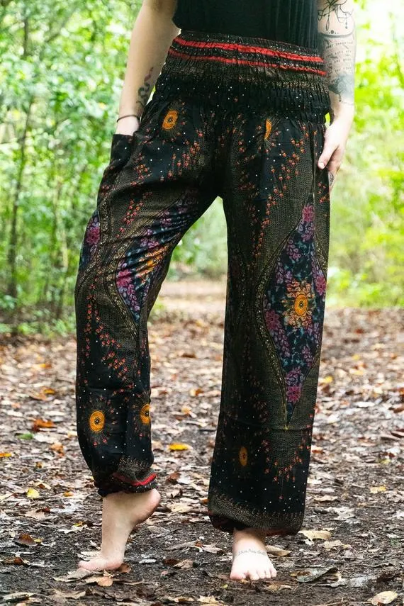 Black PEACOCK Harem Pants