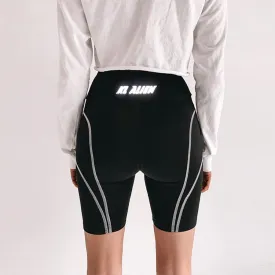 Black Reflective High Waist Letter Print Short Pants