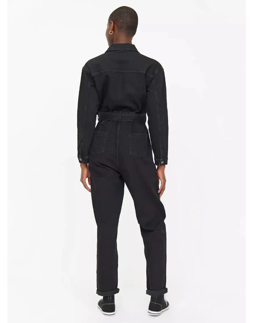 Black Washed Denim Boilersuit