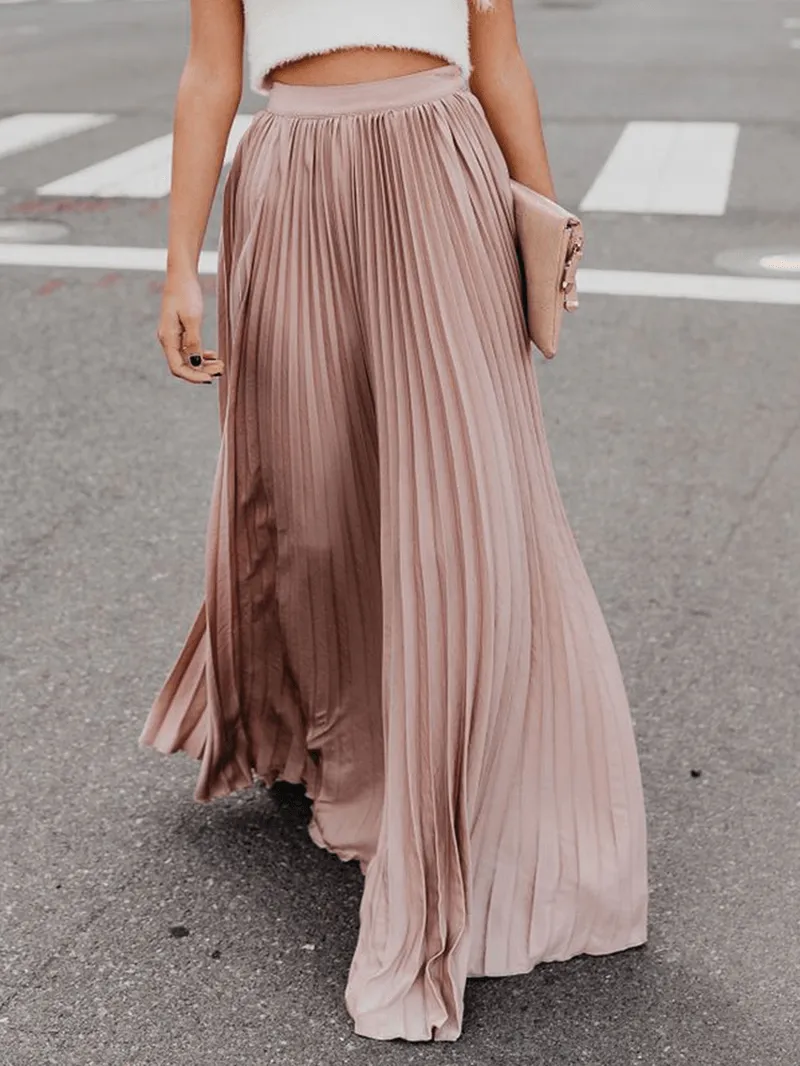 Boho Elastic Waist Pleated Skirts