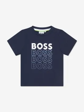 BOSS Baby Boys Gradient Logo T-Shirt In Navy