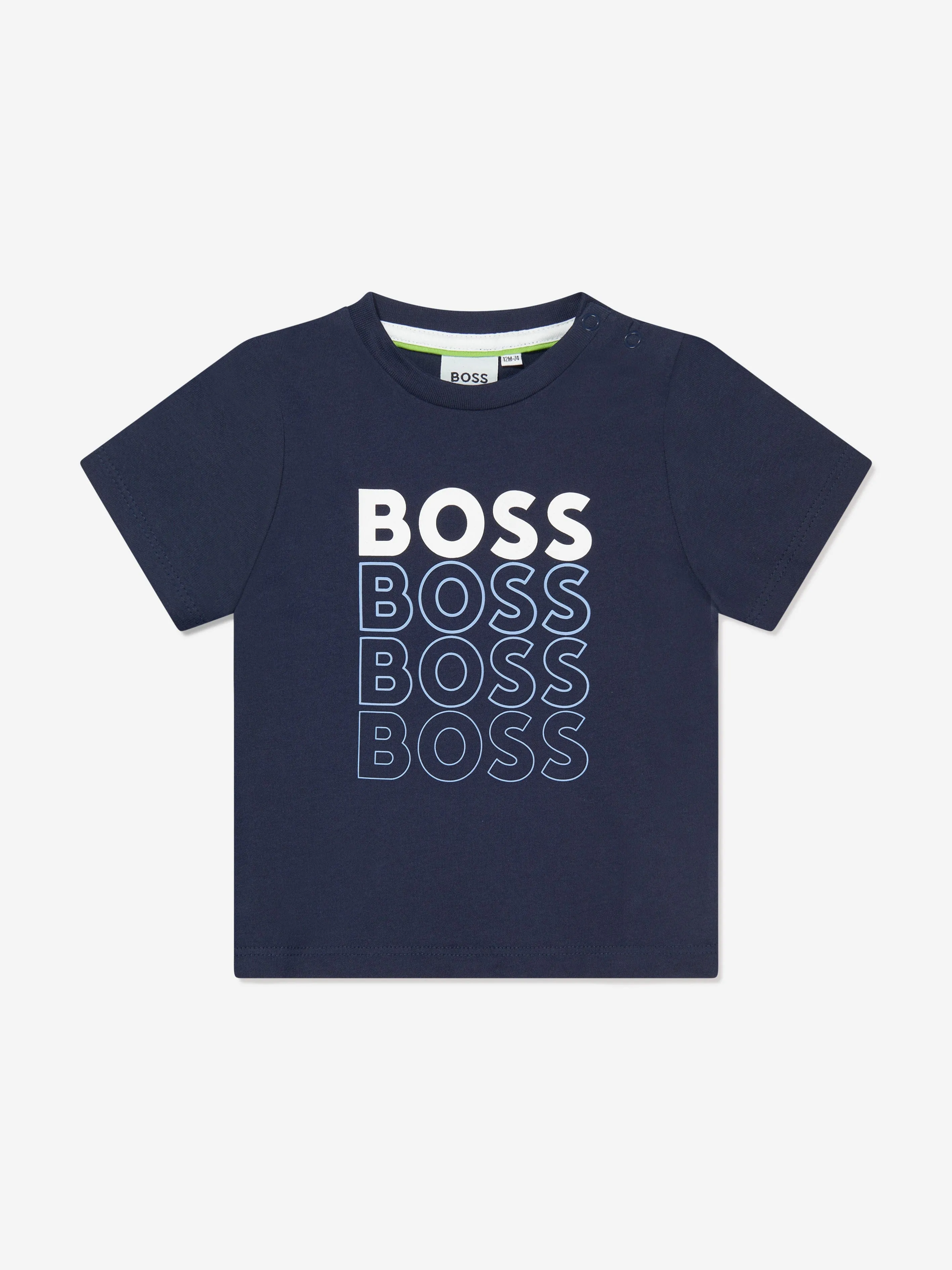 BOSS Baby Boys Gradient Logo T-Shirt In Navy