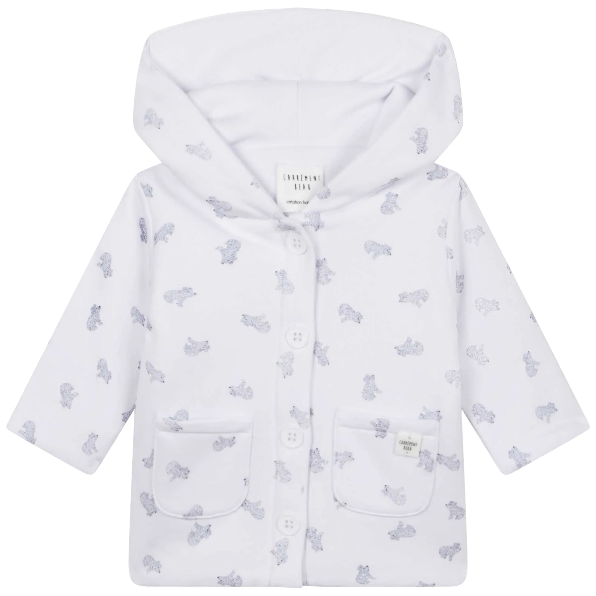 Carrement Beau Baby Boy Cotton Hooded Jacket W/ Allover Bear Print