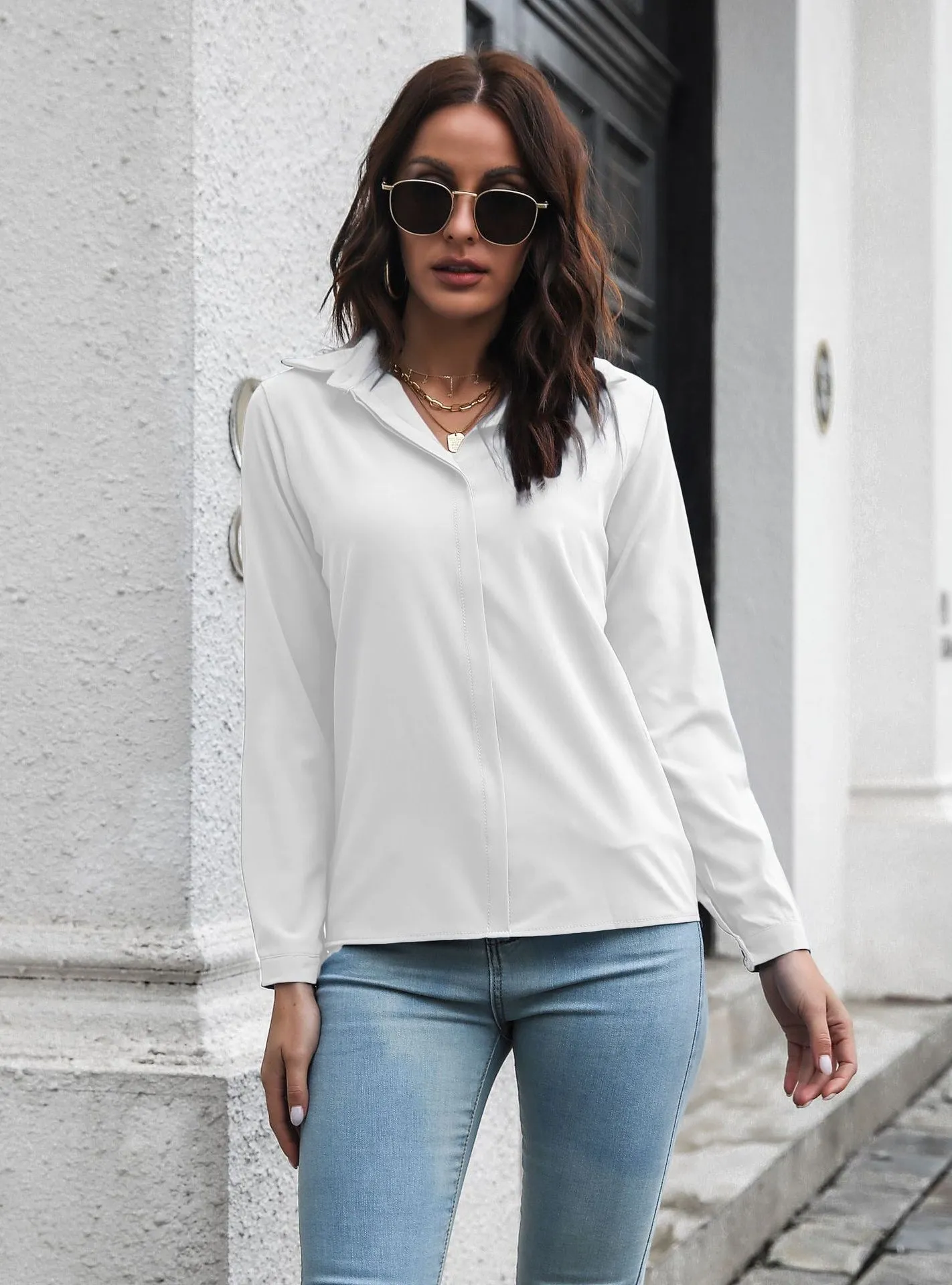 Casual Blouse Long Sleeve Chiffon Shirt