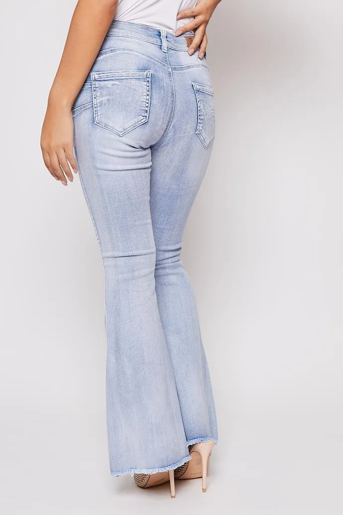 Chaise - Light Blue Denim High Waisted Flared Jeans