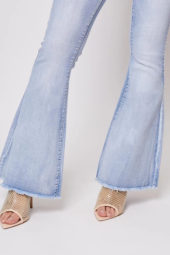 Chaise - Light Blue Denim High Waisted Flared Jeans