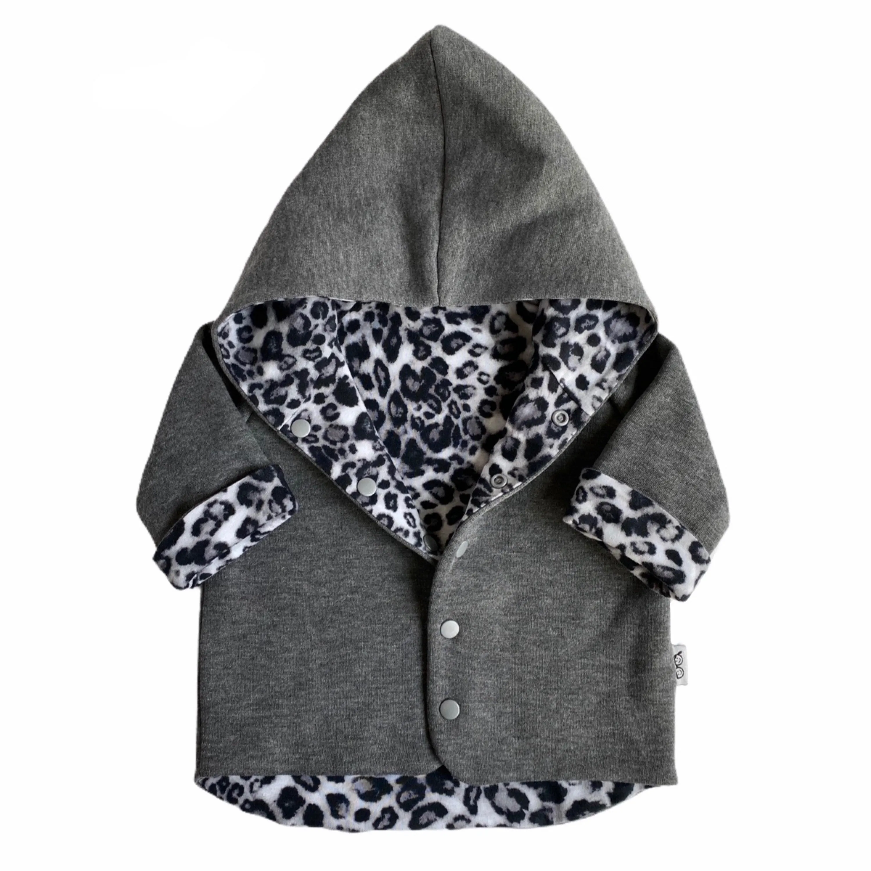 Charcoal & Grey Cheetah Hooded Jacket