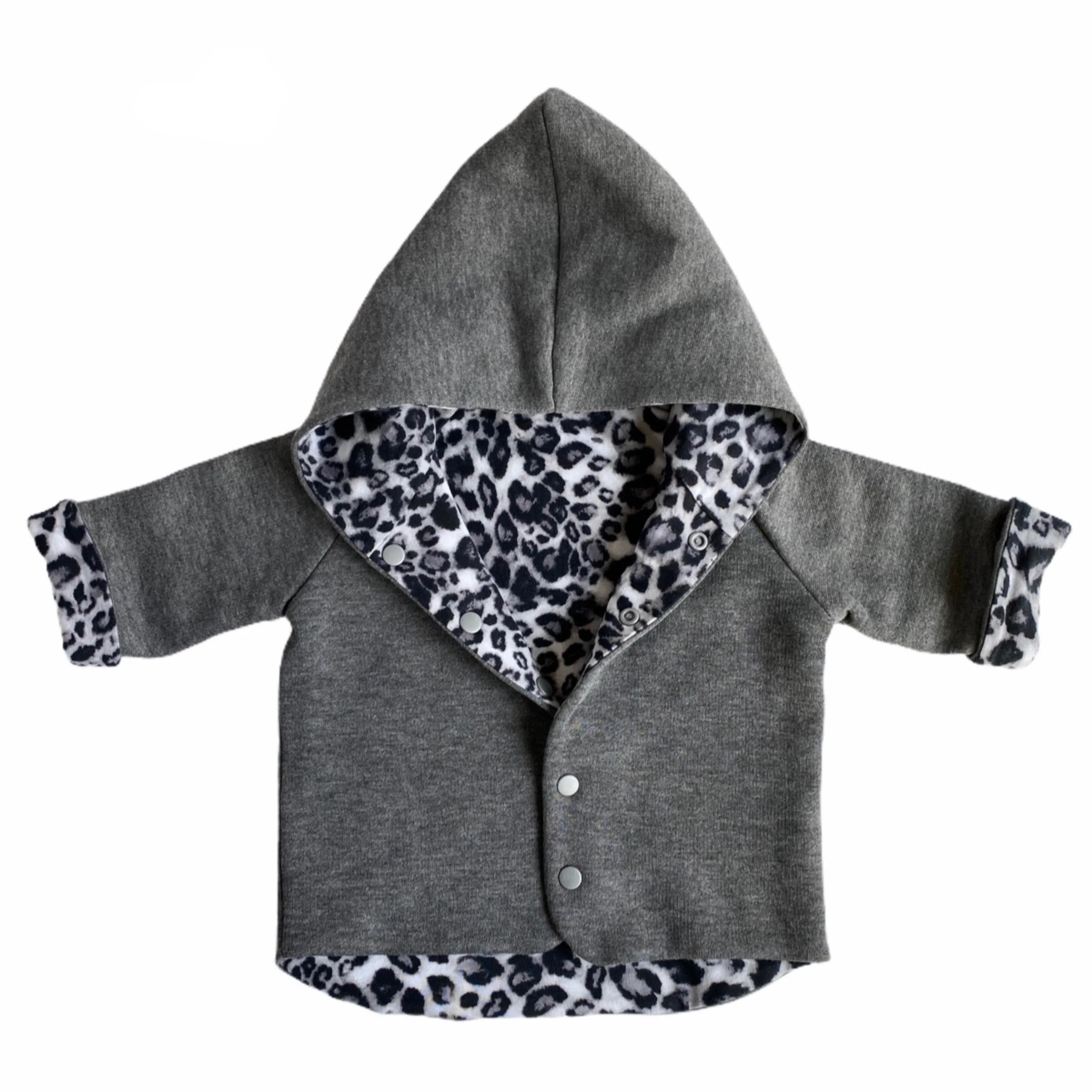 Charcoal & Grey Cheetah Hooded Jacket