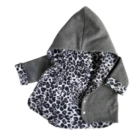 Charcoal & Grey Cheetah Hooded Jacket