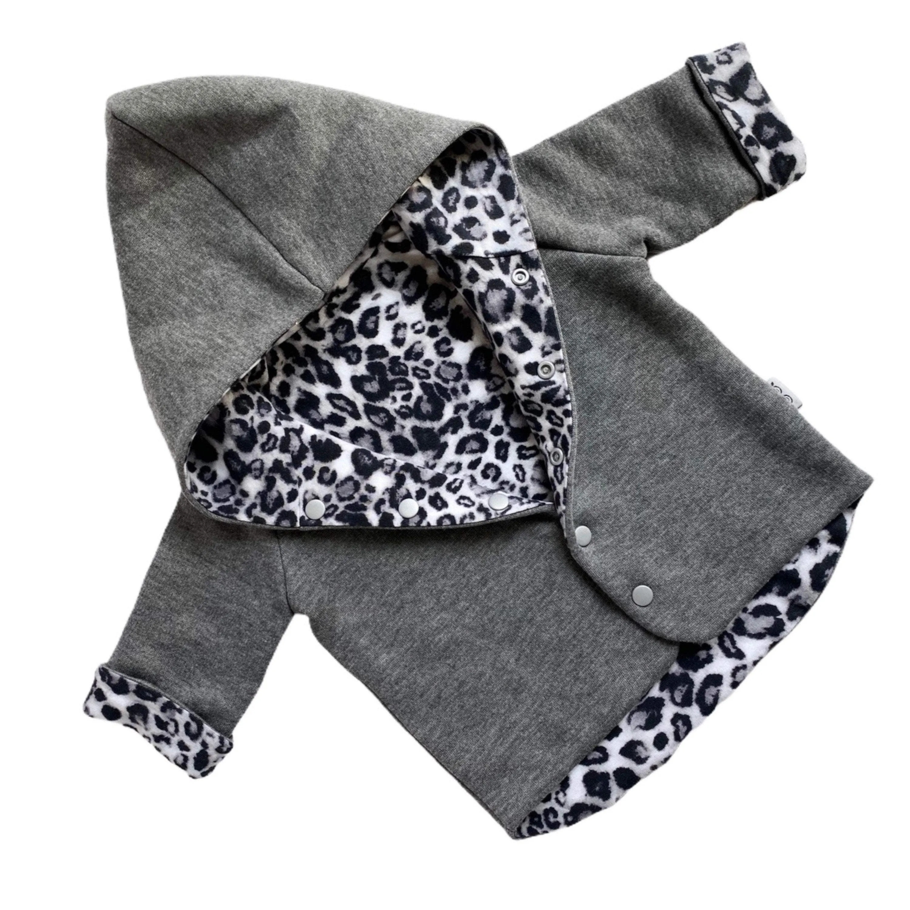 Charcoal & Grey Cheetah Hooded Jacket