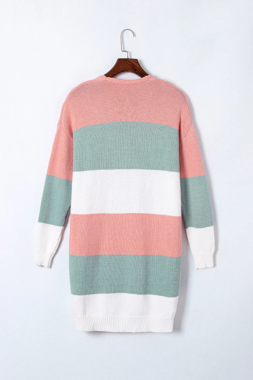 Colorblock Stripe Open-Front Cardigan