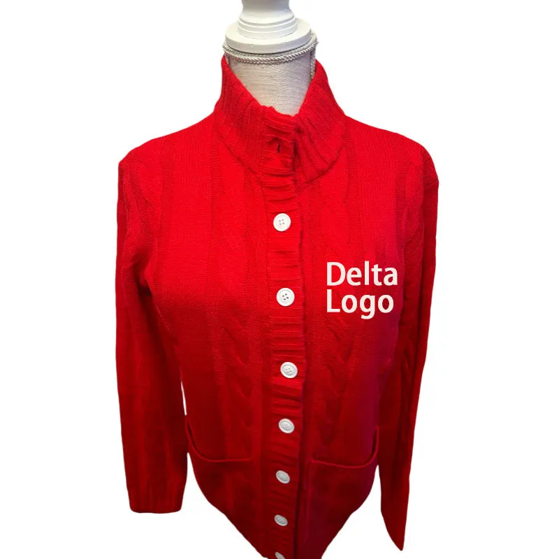 Custom Greek Cardigan Delta Sorority Sweater | Varsity Letter Embroidery Knitwear