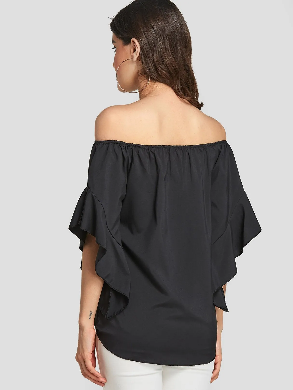 Custom Off The Shoulder Self-Tie Short Sleeve Blouses