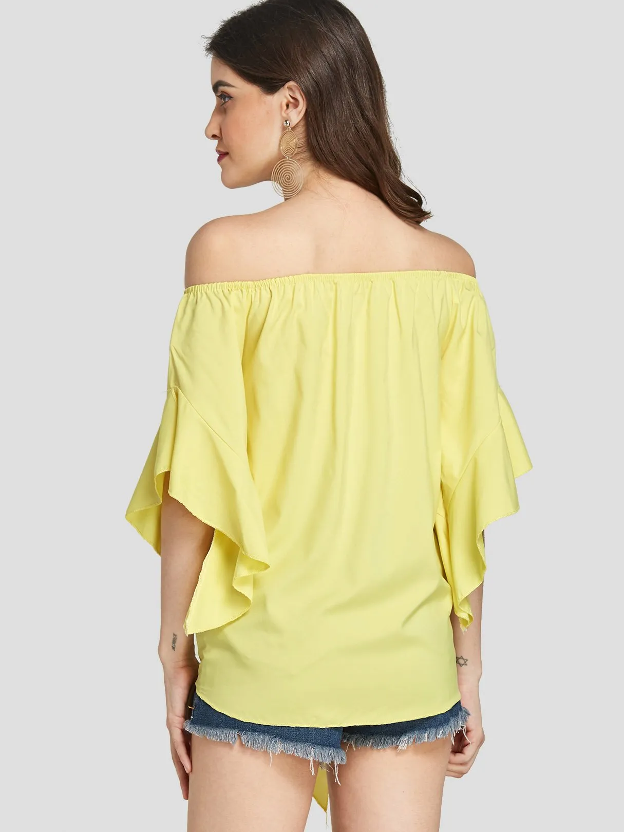 Custom Off The Shoulder Self-Tie Short Sleeve Blouses