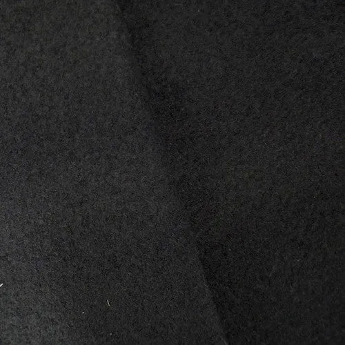 Deep Black Brushed Wool Blend Bonded Boucle Knit Jacketing Fabric