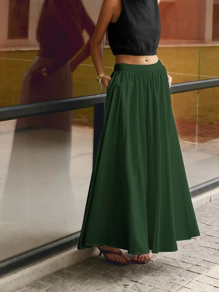 Elasticated flare  pleated skirts