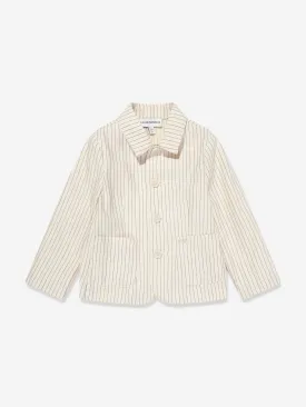 Emporio Armani Baby Boys Striped Linen Jacket in Ivory