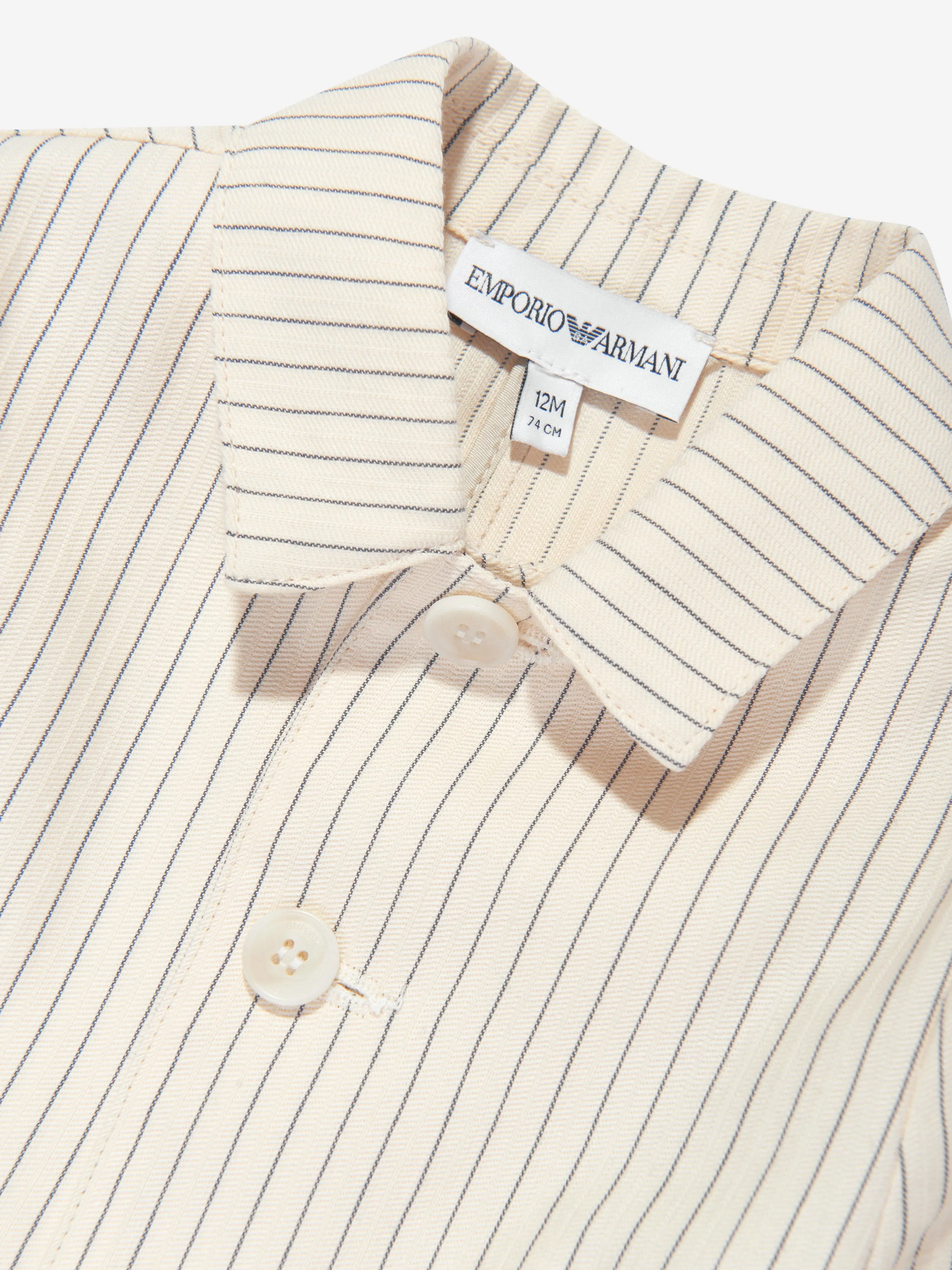 Emporio Armani Baby Boys Striped Linen Jacket in Ivory