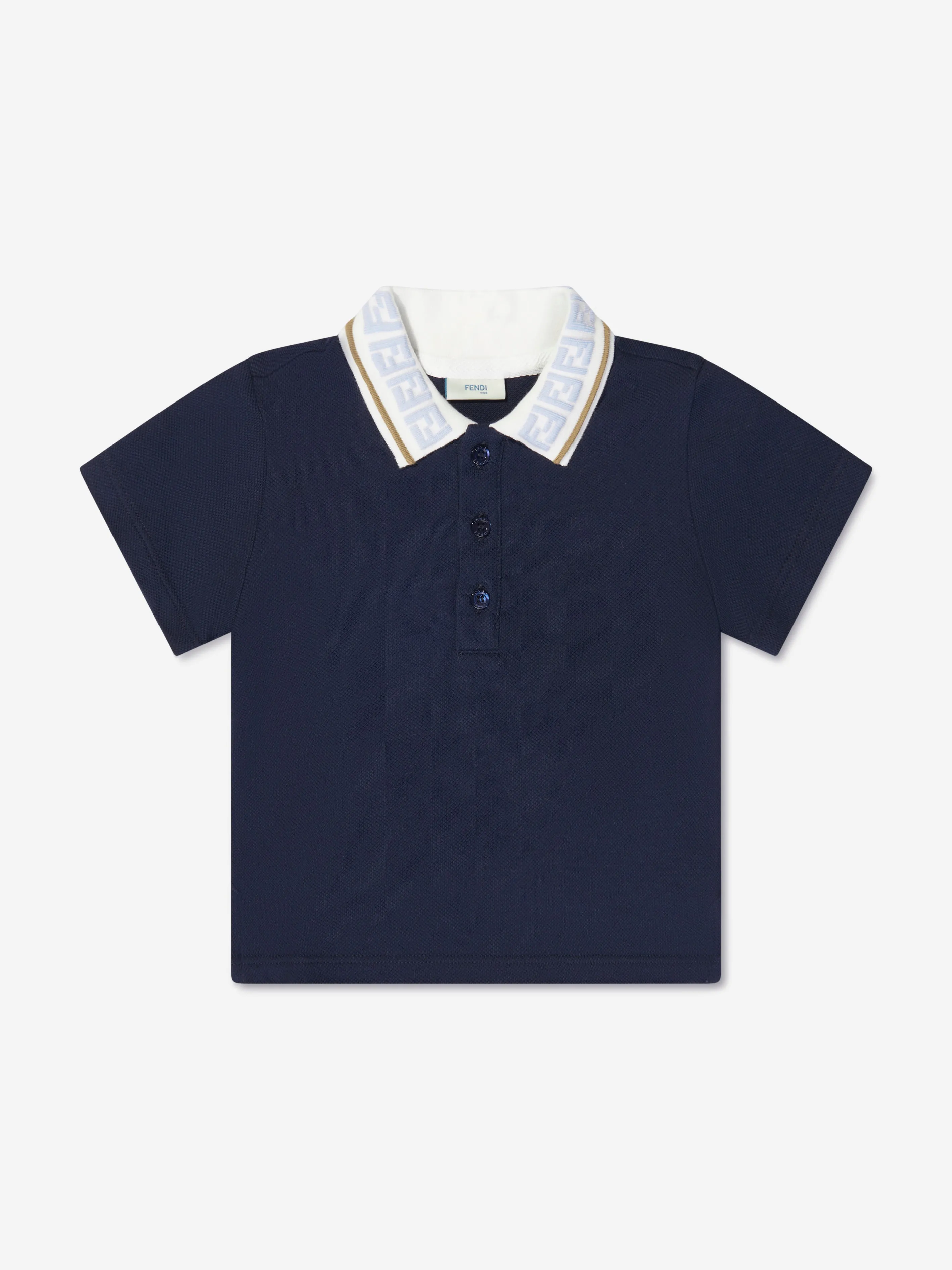 Fendi Baby Boys Pique Polo Shirt in Navy