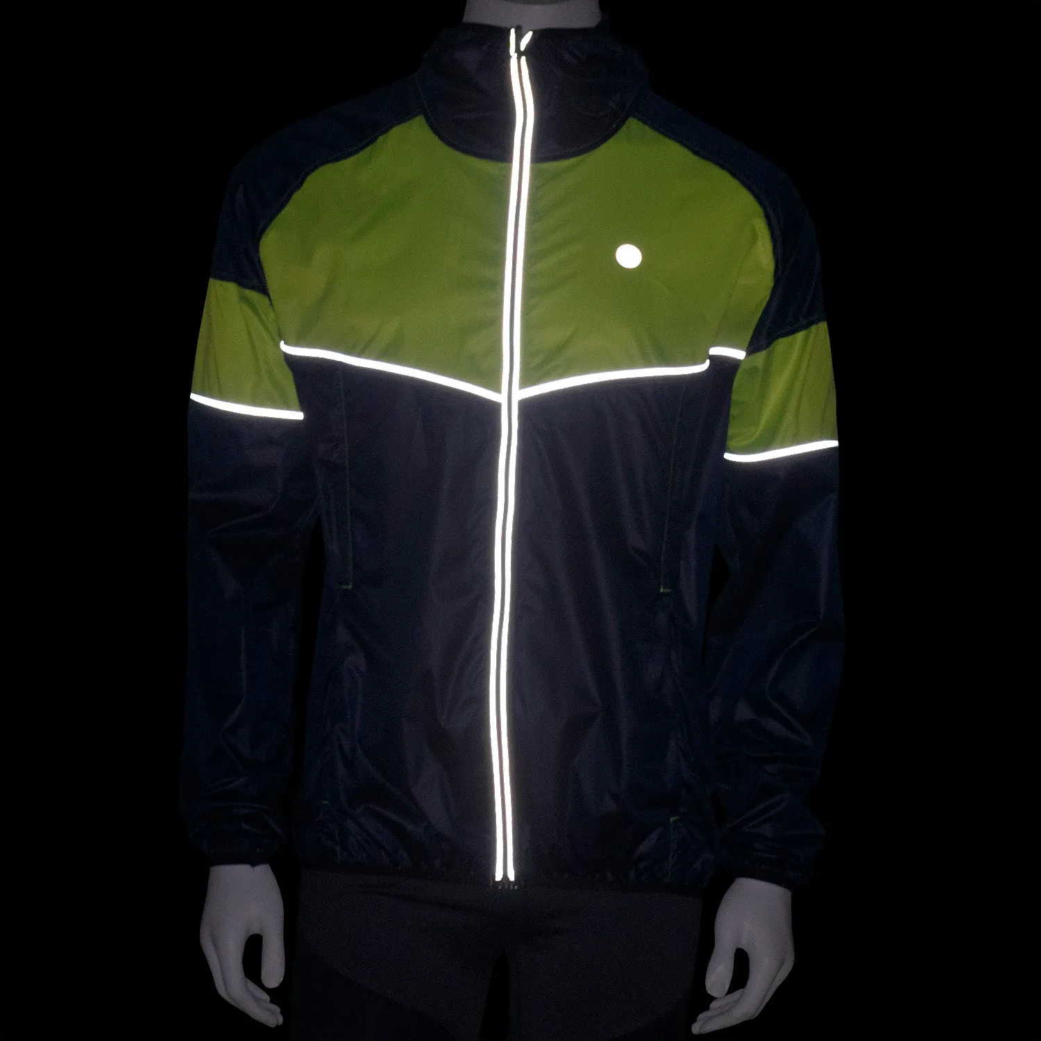 FINAL SALE: Venture Packable Men's Reflective Jacket in Navy / Flo Lime